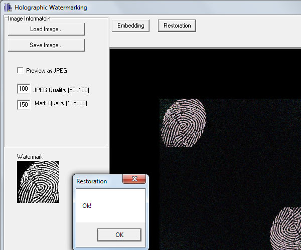 Result of restoration of a watermark